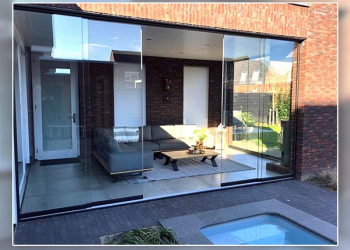 Baie vitrée Cinq rails avec toit panoramique